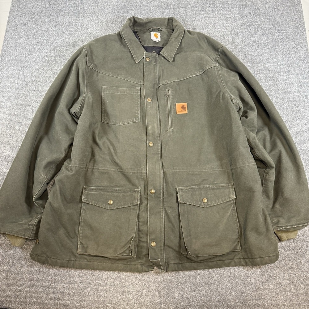Vintage Carhartt Jacket Mens 2XL Tall Green Barn Chore Workwear‎ 90s 10010316